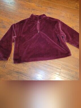 a new day Plush Half-Zip Faux Fur Sweater In Burgundy Wine
